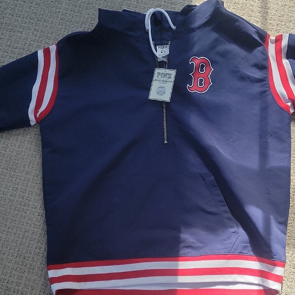 Victoria's Secret Blue and Red Quarter-Zip Hoodie